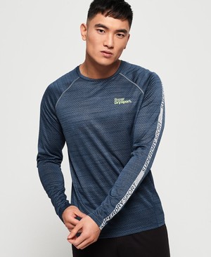 Superdry Active Microvent Hosszú Ujjú Férfi Pólók Kék | PMHXV7305